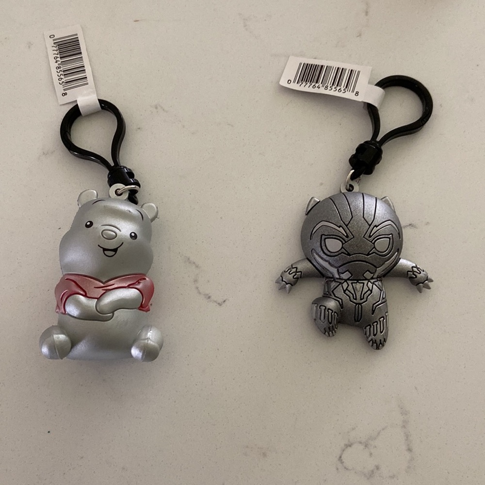 Disney 100 Figural Bag Clip 3D Character Winnie the Pooh & Black Panther NWT